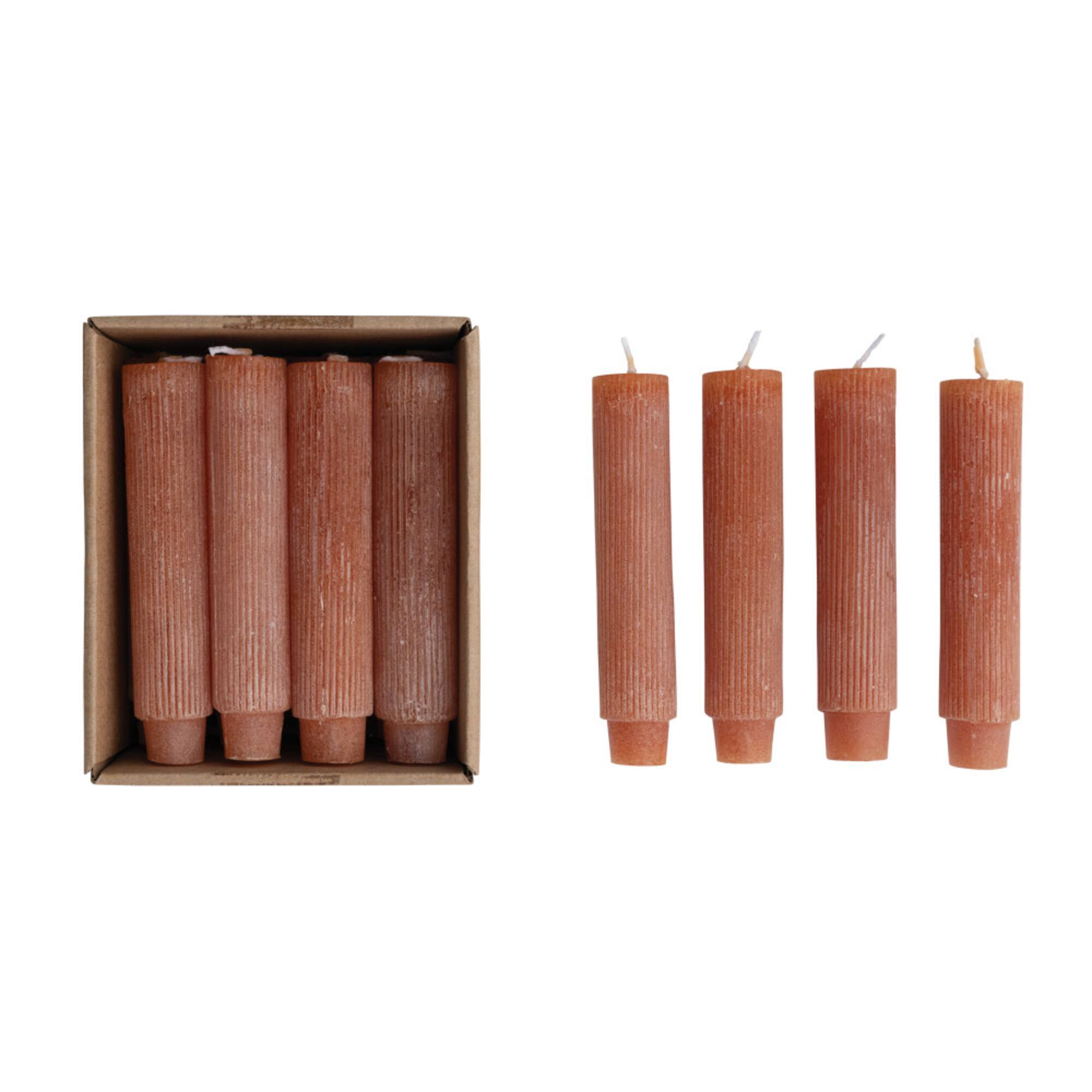 Hello Honey® 5" Spice Powder Finish Unscented Pleated Taper Candles In Box Set, 12ct.